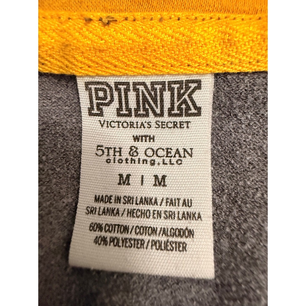 PINK Victoria's Secret Iowa Hawkeyes Quarter Zip Pullover Gray Yellow Medium - Picture 5 of 7